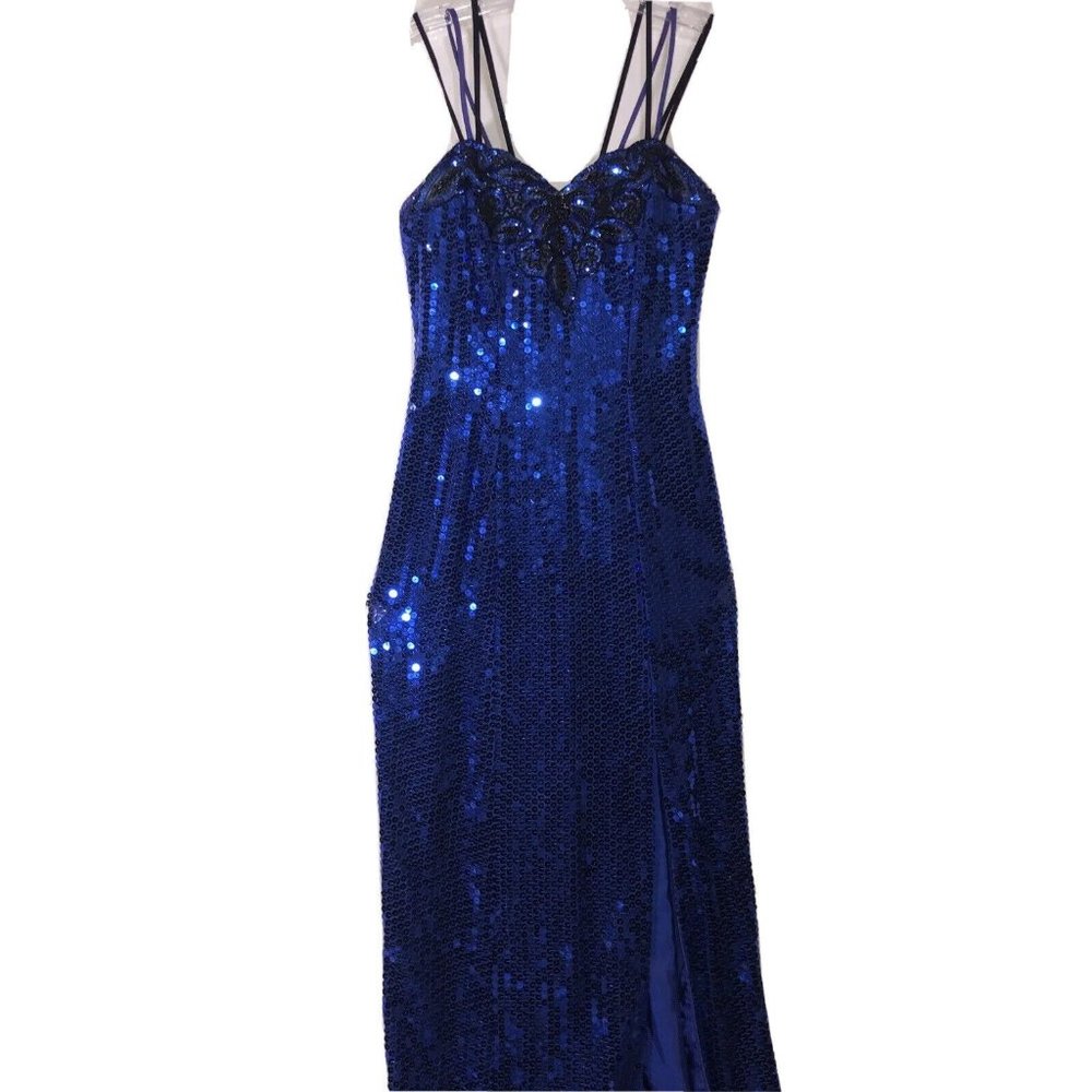 VTG  Michele Vincent Women’s Size 8 Dress Sequin Wiggle Slit Glam 90s 80s